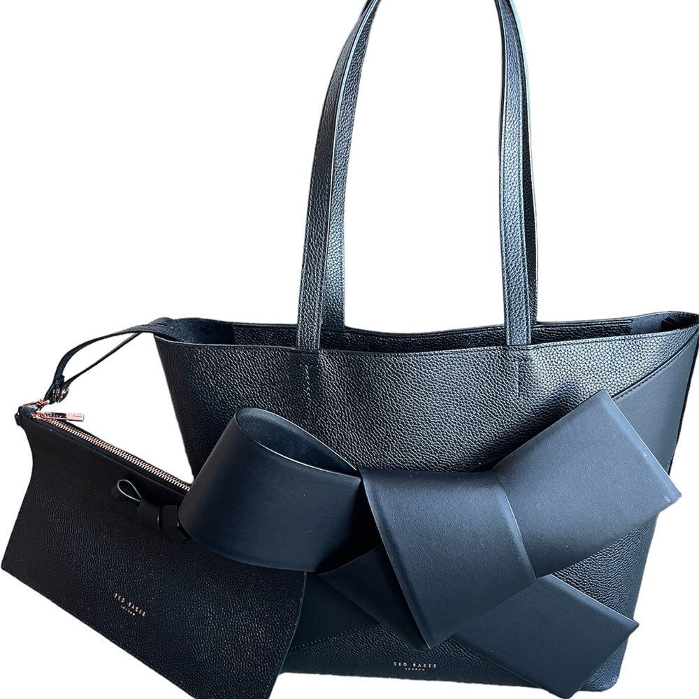 Ted Baker Black Bow-Accent Tote with Matching Wristlet